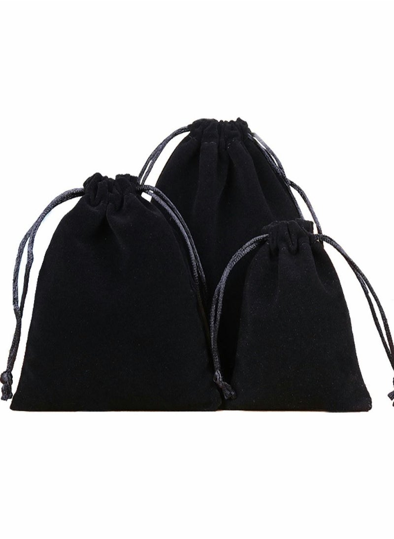 HomarKet 3 Style Velvet Drawstring Bags Velvet Pouches for Jewelry Gift Packaging Black 30 Pcs  - Image 3