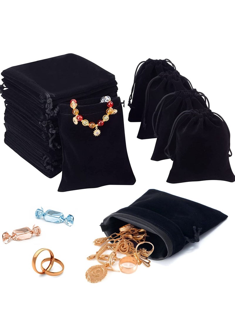 HomarKet 3 Style Velvet Drawstring Bags Velvet Pouches for Jewelry Gift Packaging Black 30 Pcs  - Image 1