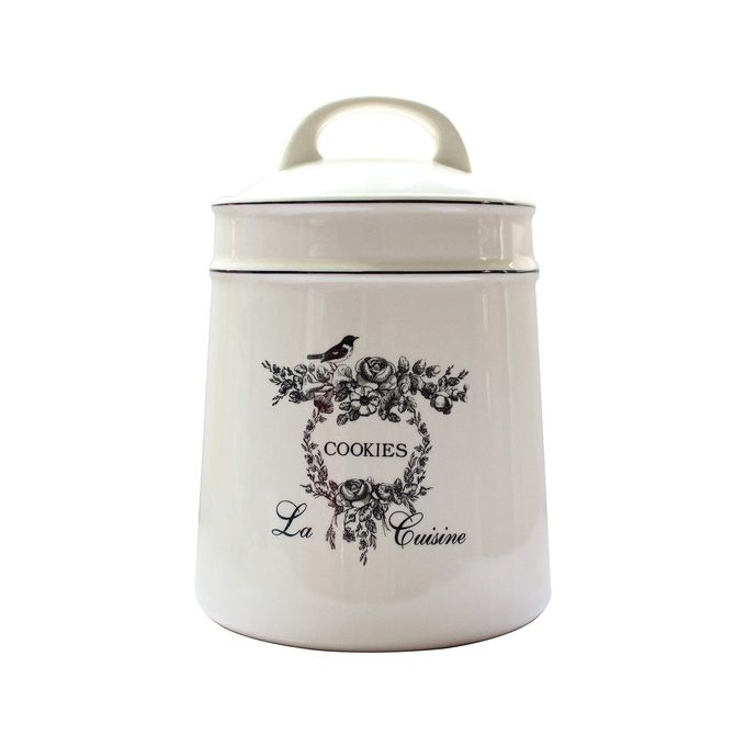 Lonovel Vintage Ceramic Cookies Jars,Retro Bird and Flower Design,Large Kitchen Organization Storage Canister with Airtight Lid,Seal Canister for Food Storage,Store Cookies,Biscuits,Dessert etc,Beige - Image 1