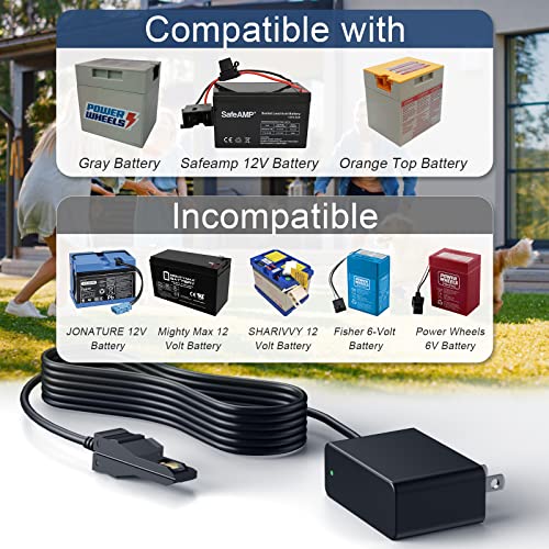 IBERLS 12V for Power Wheels Battery Charger, 12 Volt for Power Wheel Gray and Orange Top Battery Power Cord, 6.5ft Cable (LED Light) - Image 2