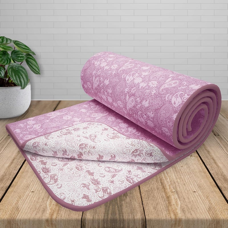 Story@Home Story@Home Dohar Single Bed |150GSM Quilt Blanket | 144X 220 cm |100% Cotton Reversible Dohar Single Bed | Floral & Motif Pattern| Pink & White Blanket | AC Dohar | Perfect for Festive Gifting  - Image 1