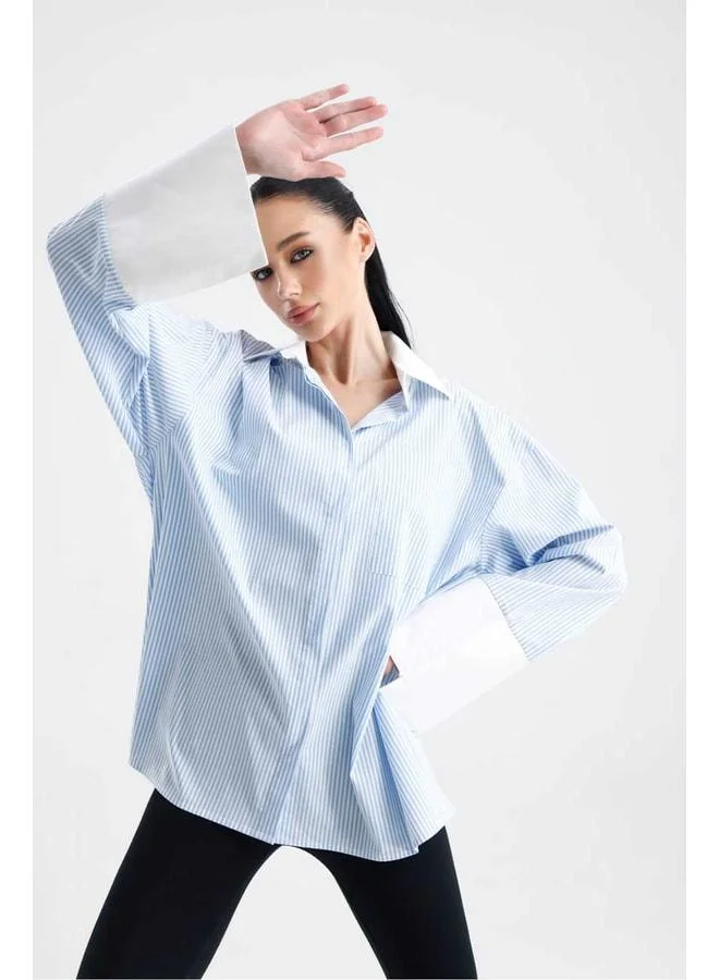 GACACOLLECTION HARİSSA Poplin Shirt with Sleeve Cuff Detail.