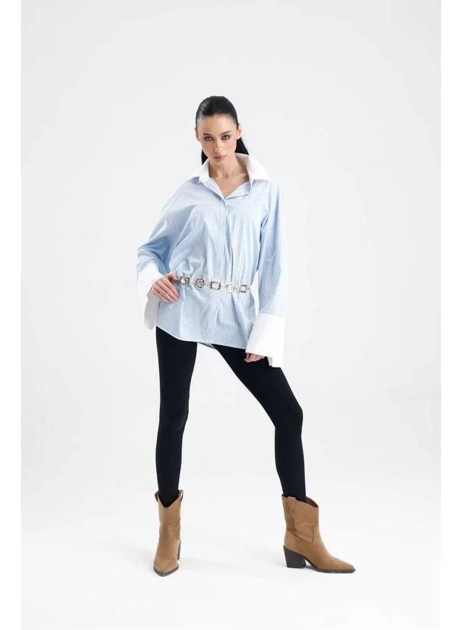 GACACOLLECTION HARİSSA Poplin Shirt with Sleeve Cuff Detail.