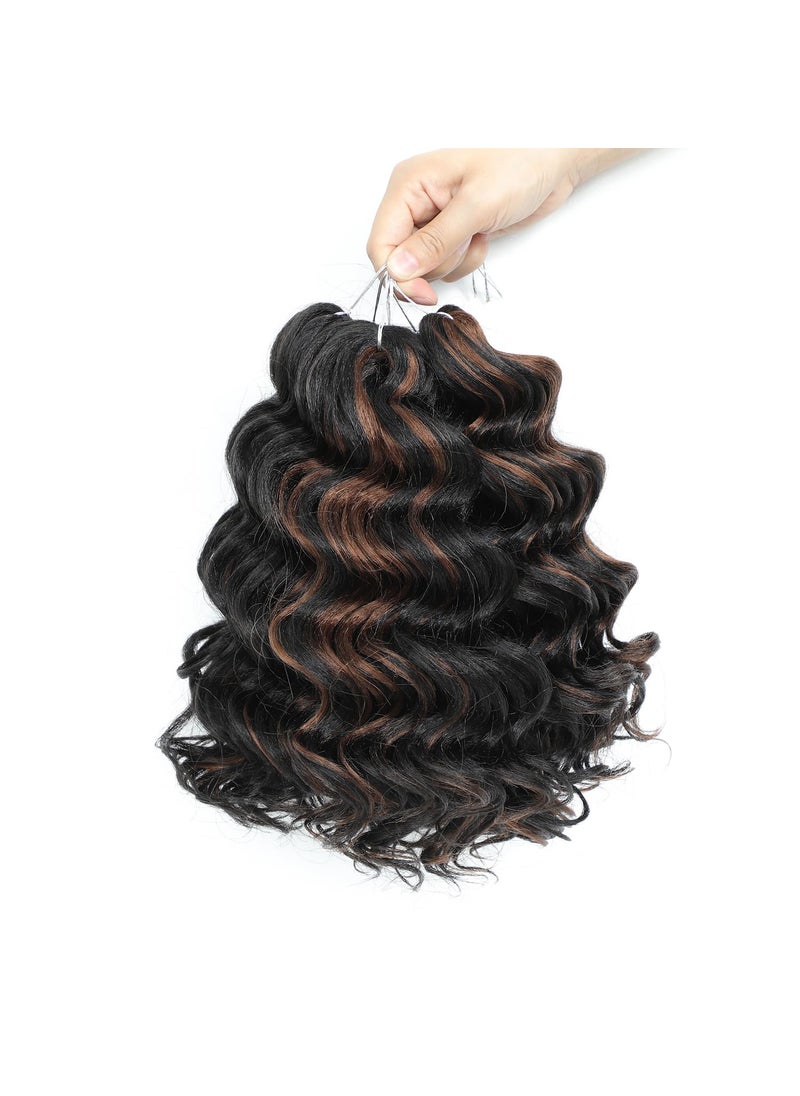AMELI - Ocean Wave Crochet Hair 9inch Curly Crochet Hair 7Packs Curly Braiding Hair for Black Women Black Mix Brown Deep Wave Crochet Hair Extensions P1B30 - Image 1
