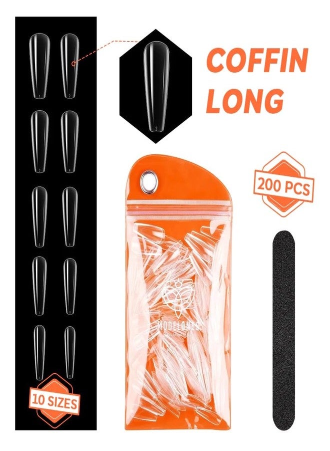 MODELONES 200pcs Nail Tips from BELLE GAGA™ Bridal Nail Art Bridal Collection Manicure Wedding Series (Coffin Long) - Image 2