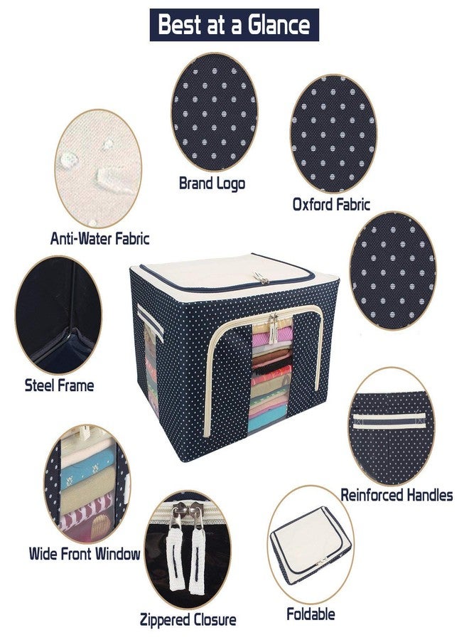 DR Mall 66L Storage Boxes for Clothes Steel frame Double Opening Zipped Storage Organiser Bag with Window, Saree Cover Bags, Under Bed Closet Wardrobe Box (Multicolor & Designs) Pack of 2 - Image 3