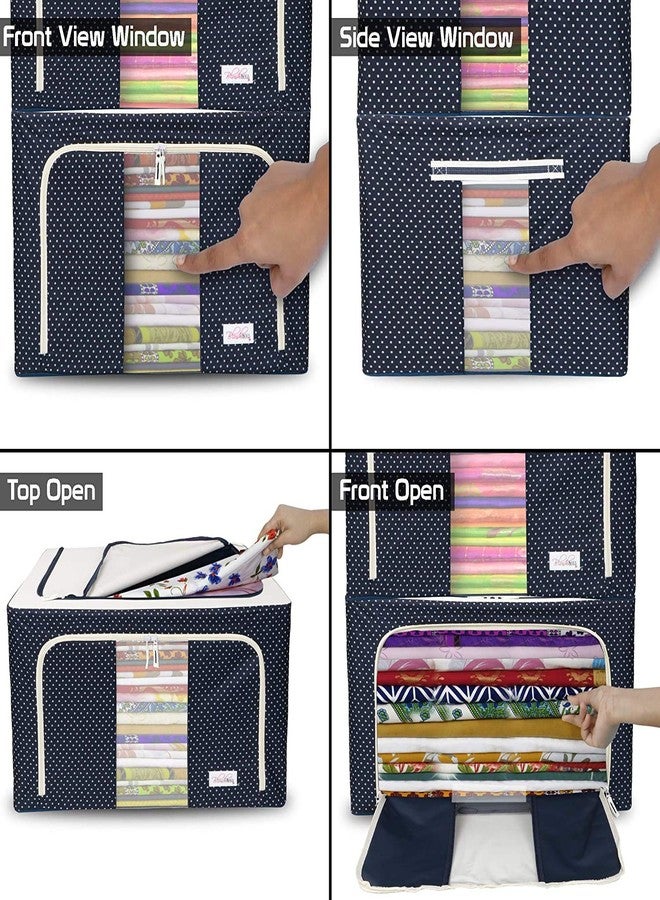 DR Mall 66L Storage Boxes for Clothes Steel frame Double Opening Zipped Storage Organiser Bag with Window, Saree Cover Bags, Under Bed Closet Wardrobe Box (Multicolor & Designs) Pack of 2 - Image 2