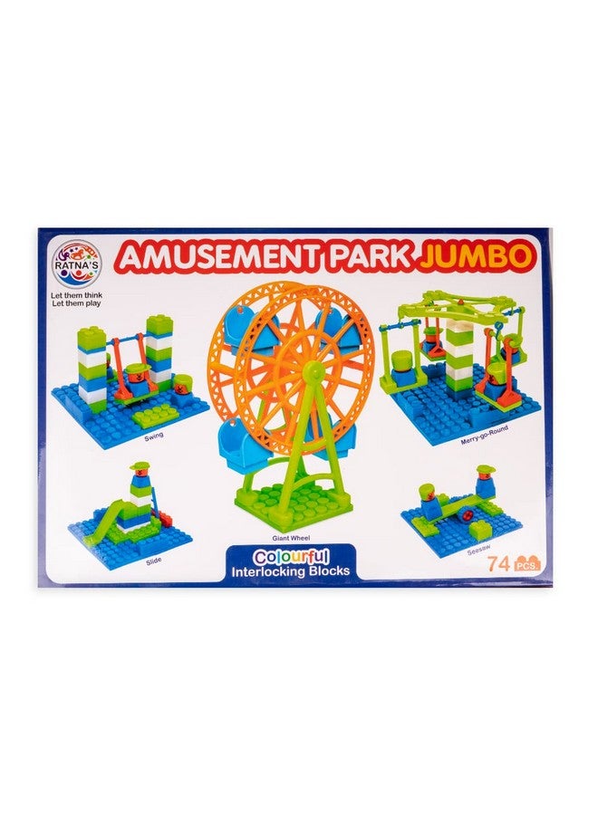 راتاناز مكعبات بناء بلاستيكية ضخمة من RATNA'S Amusement Park للأطفال، 74 قطعة - Image 4