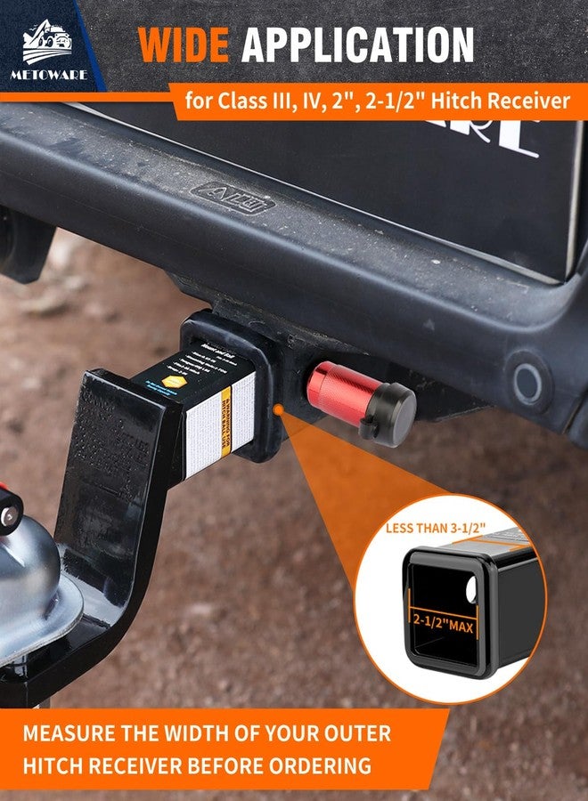 METOWARE Trailer Hitch Lock, Tailer Receiver Lock Fits Class III/IV, 2", 2-1/2" Hitch Receiver with 5/8" Dia Pin and 8 Rattle Rubber O-Rings, for Trailer, Truck, Car, Boat (Red) - Image 2