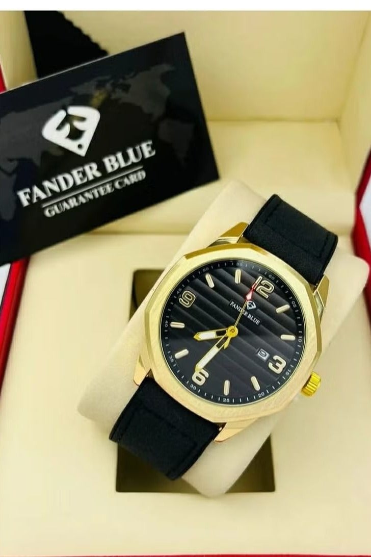 فاندر بلو ساعة رجالي انيقة ورسمية ستيل حزام جلد فاخر ماركة FANDER BLUE