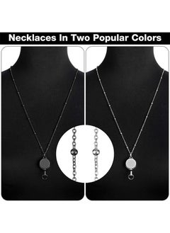 FIRSTAR 2 Sets Retractable Badge Reel Lanyard with ID Holder, Waterproof Name Card Holder, Stainless Steel Lanyard Necklace Badge Clip (Black, Silver)  - Image 4