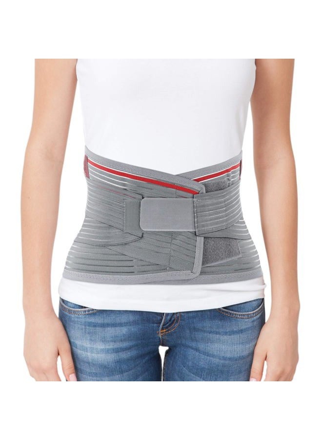Ortonyx Lumbar Support Belt Lumbosacral Back Brace – Ergonomic Design and Breathable Material - M/L (Waist 31.5"-39.4") Gray/Red - Image 2