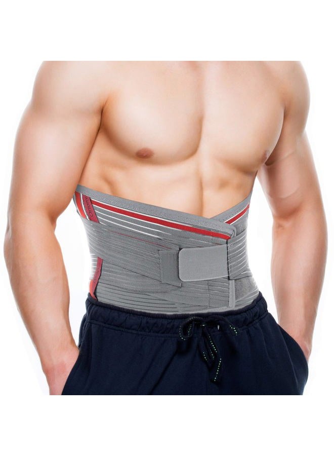 Ortonyx Lumbar Support Belt Lumbosacral Back Brace – Ergonomic Design and Breathable Material - M/L (Waist 31.5"-39.4") Gray/Red - Image 3
