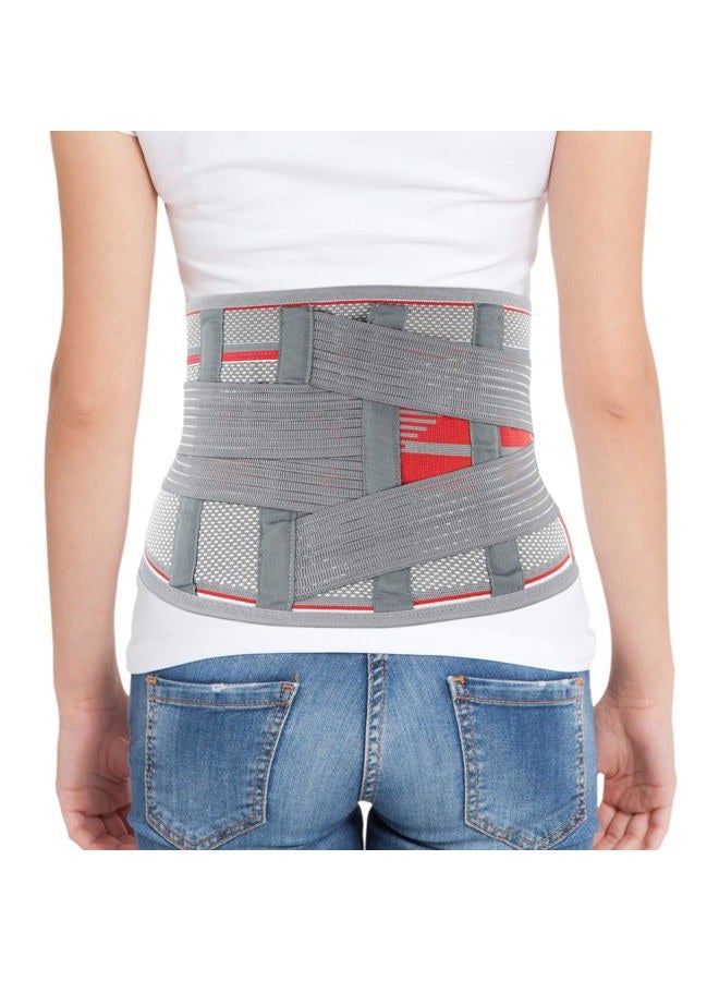 Ortonyx Lumbar Support Belt Lumbosacral Back Brace – Ergonomic Design and Breathable Material - M/L (Waist 31.5"-39.4") Gray/Red - Image 1