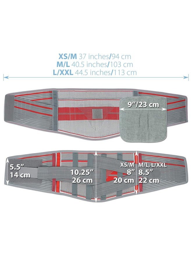 Ortonyx Lumbar Support Belt Lumbosacral Back Brace – Ergonomic Design and Breathable Material - M/L (Waist 31.5"-39.4") Gray/Red - Image 5