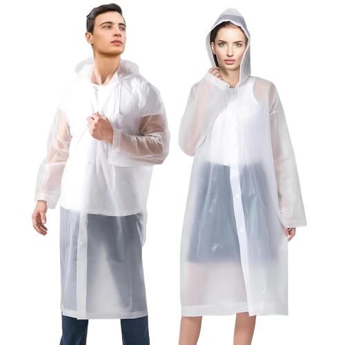 Pivalo EVA Waterproof Rain Coat Hooded Universal Outdoor Water Resistant Portable Suit for Men Women Boys & Girls (Universal Size, 1 Pc White) - Image 1