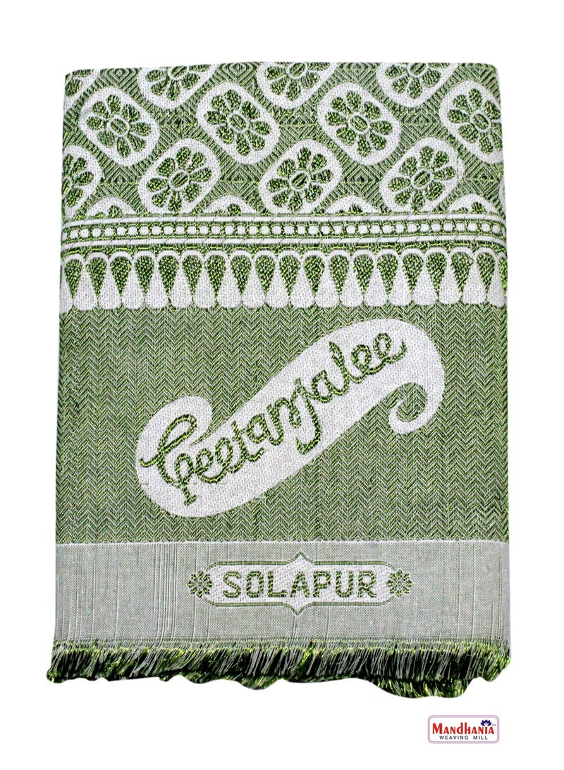Mandhania Solapur Chaddar Single Blanket Cotton,Rayon & Viscose Pack of 1 - Green - Image 1