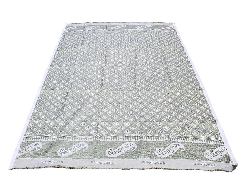 Mandhania Solapur Chaddar Single Blanket Cotton,Rayon & Viscose Pack of 1 - Green - Image 2
