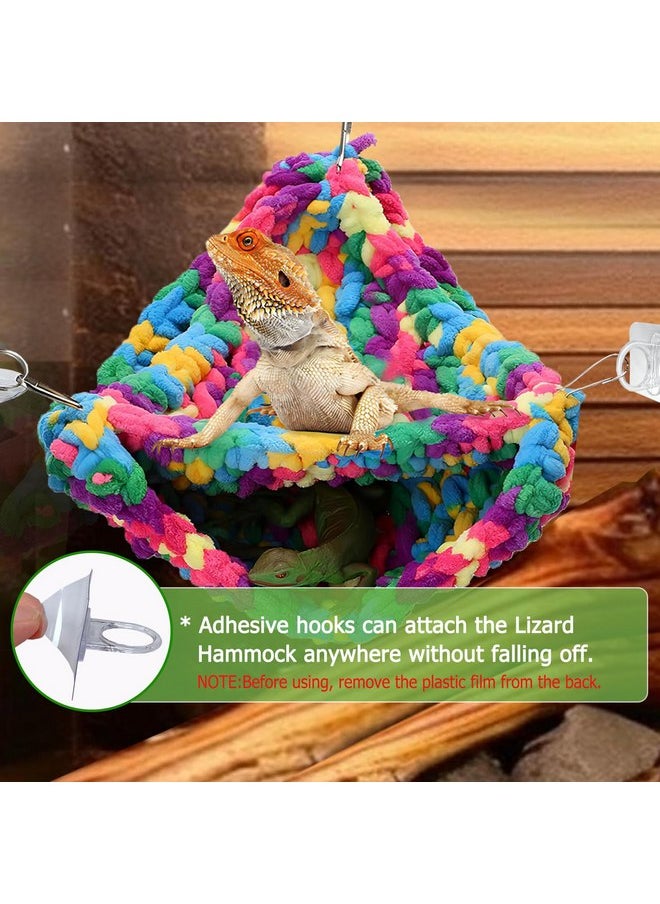 QWR Bearded Dragon Hammock,Double Layer Reptile Hammock with Adhesive Hooks,Soft and Breathable Bearded Dragon Tank Accessories Hammock for Chameleons, Geckos,Snakes, Iguanas(Color)