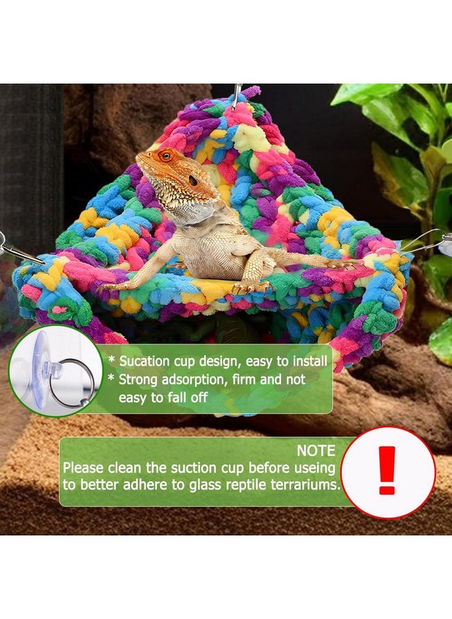 QWR Bearded Dragon Hammock,Double Layer Reptile Hammock with Adhesive Hooks,Soft and Breathable Bearded Dragon Tank Accessories Hammock for Chameleons, Geckos,Snakes, Iguanas(Color)