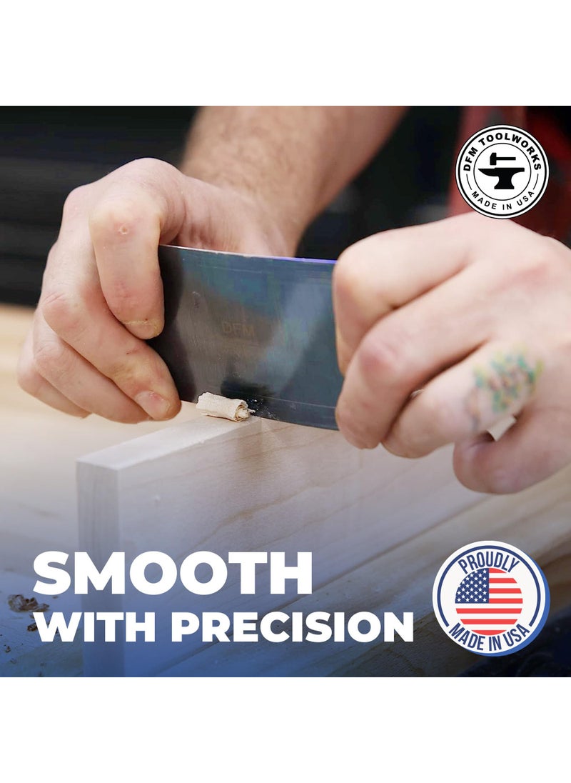 DFM Tool Works DFM Tool Works Rectangle Card Scraper - Precision Cabinet Multi-use Scraper for Woodworking, Wood Fine Finishers, Glue Scraper, Quality Handcrafted Card Shaping Tool - Made in USA, 2 Quantity - Blue  - Image 4