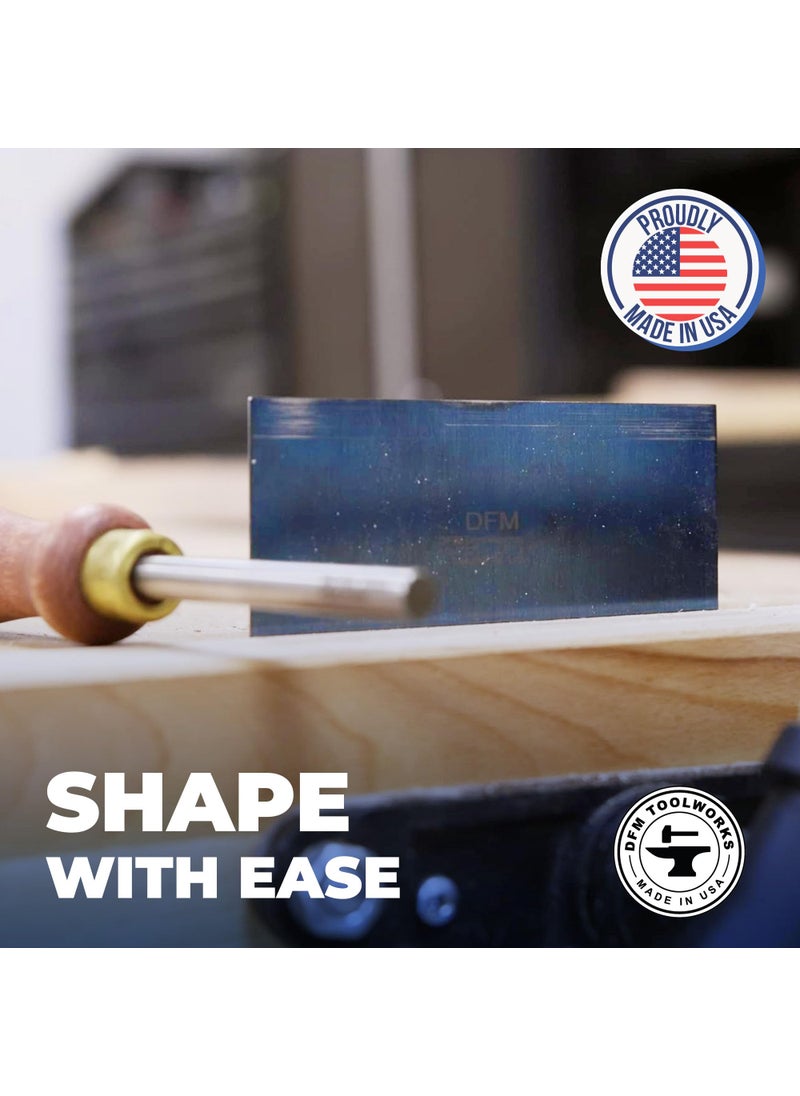 DFM Tool Works DFM Tool Works Rectangle Card Scraper - Precision Cabinet Multi-use Scraper for Woodworking, Wood Fine Finishers, Glue Scraper, Quality Handcrafted Card Shaping Tool - Made in USA, 2 Quantity - Blue  - Image 5