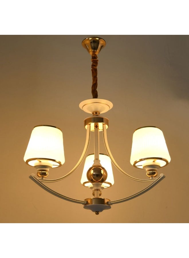 DANUBE HOME Danube Home Jenny Mx Traditional Chandelier For Bedroom| 3-Lights Indoor Lighting Fixture With E27 Socket| Metal Frame With Gold Finish|Hanging Bulb, Changeable Light|Ceiling Light|(1 Year Warranty)  - Image 1