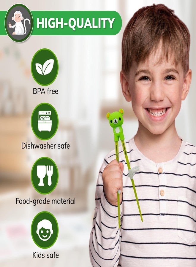 Albino monkey Kids Chopsticks For Beginners - Learning Edition - 6 Pairs + 6 Chopstick Helpers - Cute Bear Training Chopsticks, Dishwasher Safe - Image 5