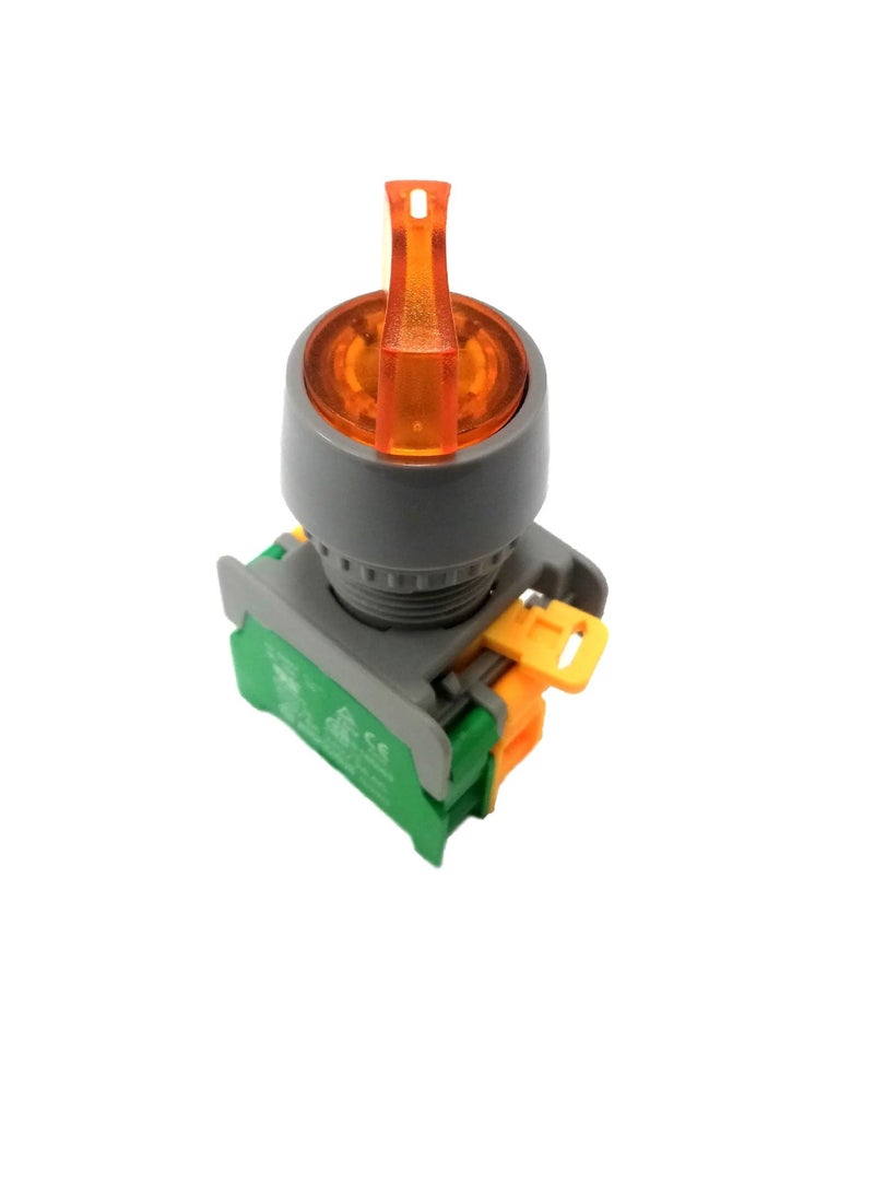 2 Position Illuminated Selector Switch Yellow IP65 GSL22-2  110V - Image 1