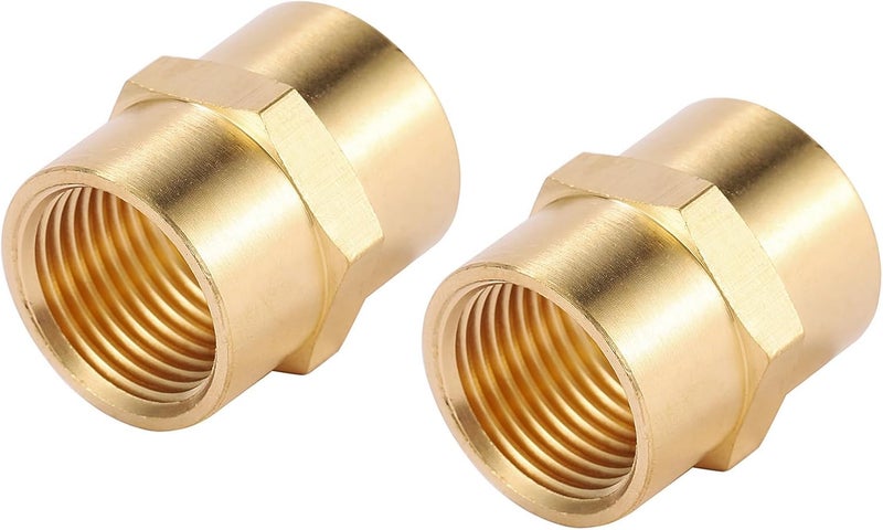 Sanpaint 2 Pack 3/8" x 3/8" NPT Coupler, Brass Female Pipe Fitting (I.D x I.D: 5/8'' x 5/8'') - Image 1