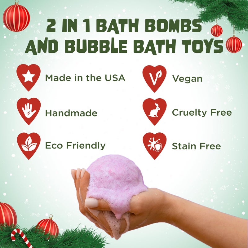 Two Sisters Christmas Bath Bomb for Kids with Surprise Bath Toys Inside (Gift Set) - Stocking Stuffers for Boys and Girls - Holiday Bubble Bath with Cheerful Scent, USA Made by Two Sisters - Image 4