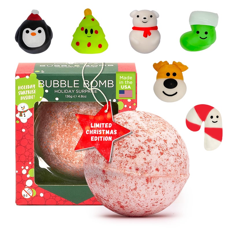 Two Sisters Christmas Bath Bomb for Kids with Surprise Bath Toys Inside (Gift Set) - Stocking Stuffers for Boys and Girls - Holiday Bubble Bath with Cheerful Scent, USA Made by Two Sisters - Image 1