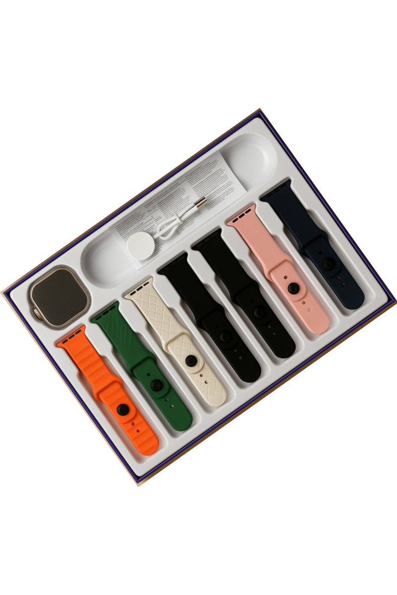 Smart Luxury Smart Watch for Men & Women with Call Function, Wireless Charging, and 7  Straps - Image 1