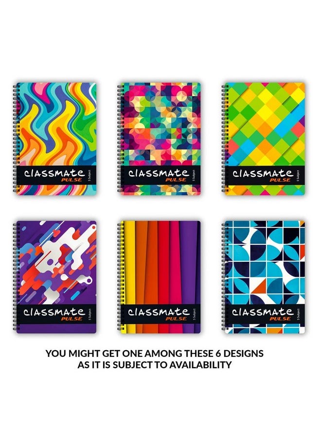 classmate - Classmate Soft Cover 5 Subject Spiral Binding Notebook, Single Line, 250 Pages - Image 1