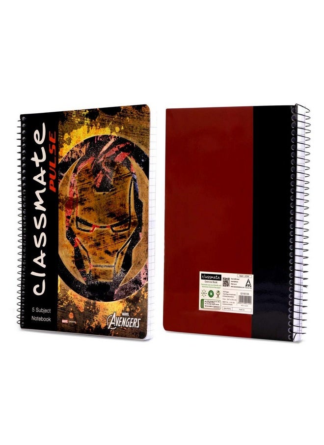 classmate - Classmate Soft Cover 5 Subject Spiral Binding Notebook, Single Line, 250 Pages - Image 1