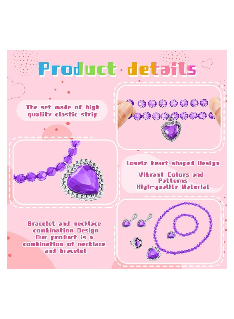 Zikra Kids Jewelry, Princess Jewelry, 6 Set Necklace Bracelet and Rings Earrings Set, Dress Up Jewelry Princess Pretend Toy Jewelry Set, Costume Jewelry Beaded Toy Necklace for Party Favors Costume (30 Pcs) - Image 3