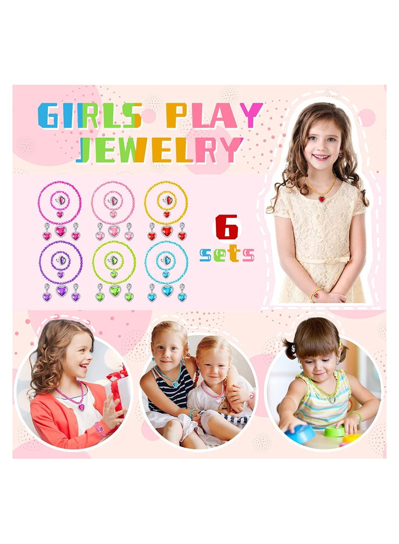 Zikra Kids Jewelry, Princess Jewelry, 6 Set Necklace Bracelet and Rings Earrings Set, Dress Up Jewelry Princess Pretend Toy Jewelry Set, Costume Jewelry Beaded Toy Necklace for Party Favors Costume (30 Pcs) - Image 2