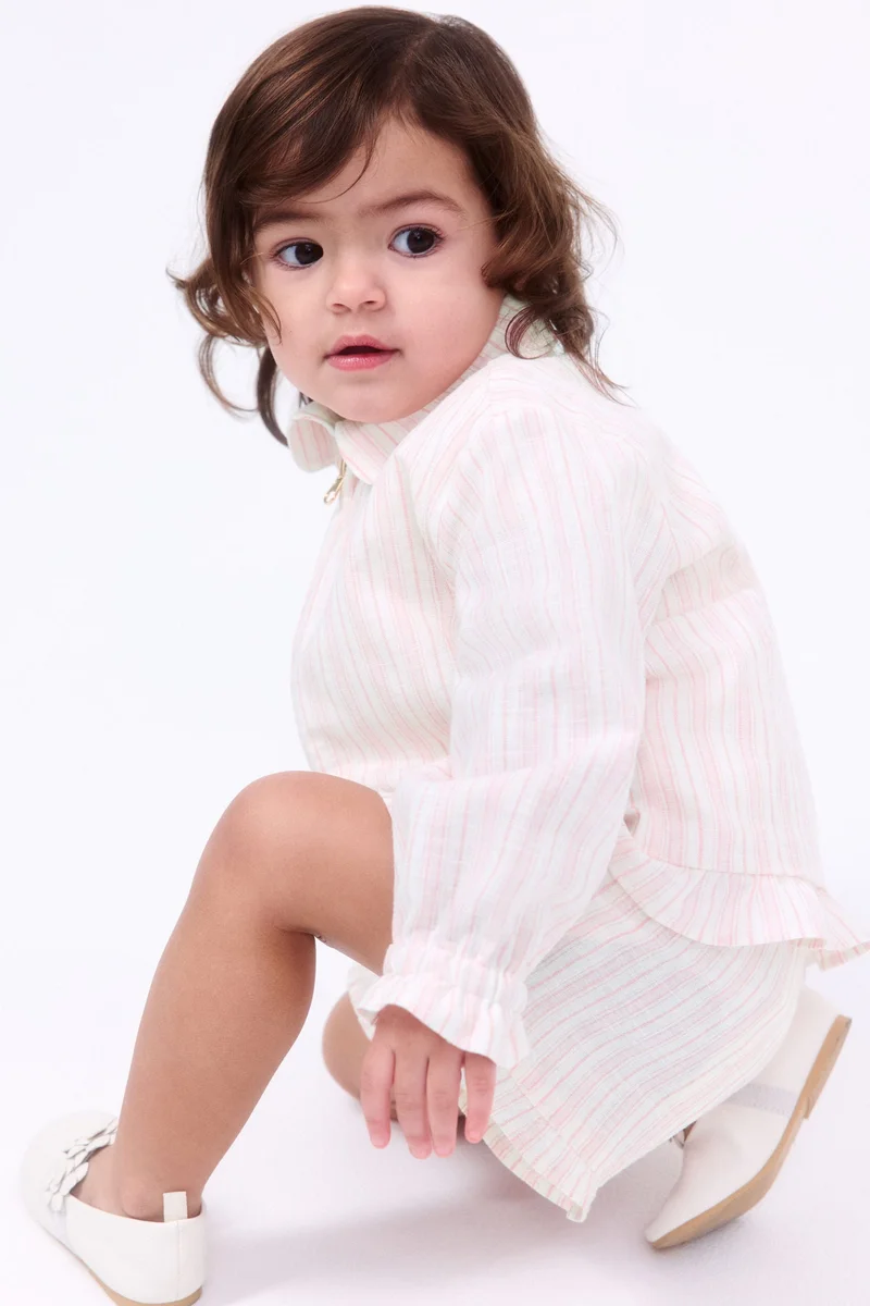 H&M Frilled linen-blend overshirt