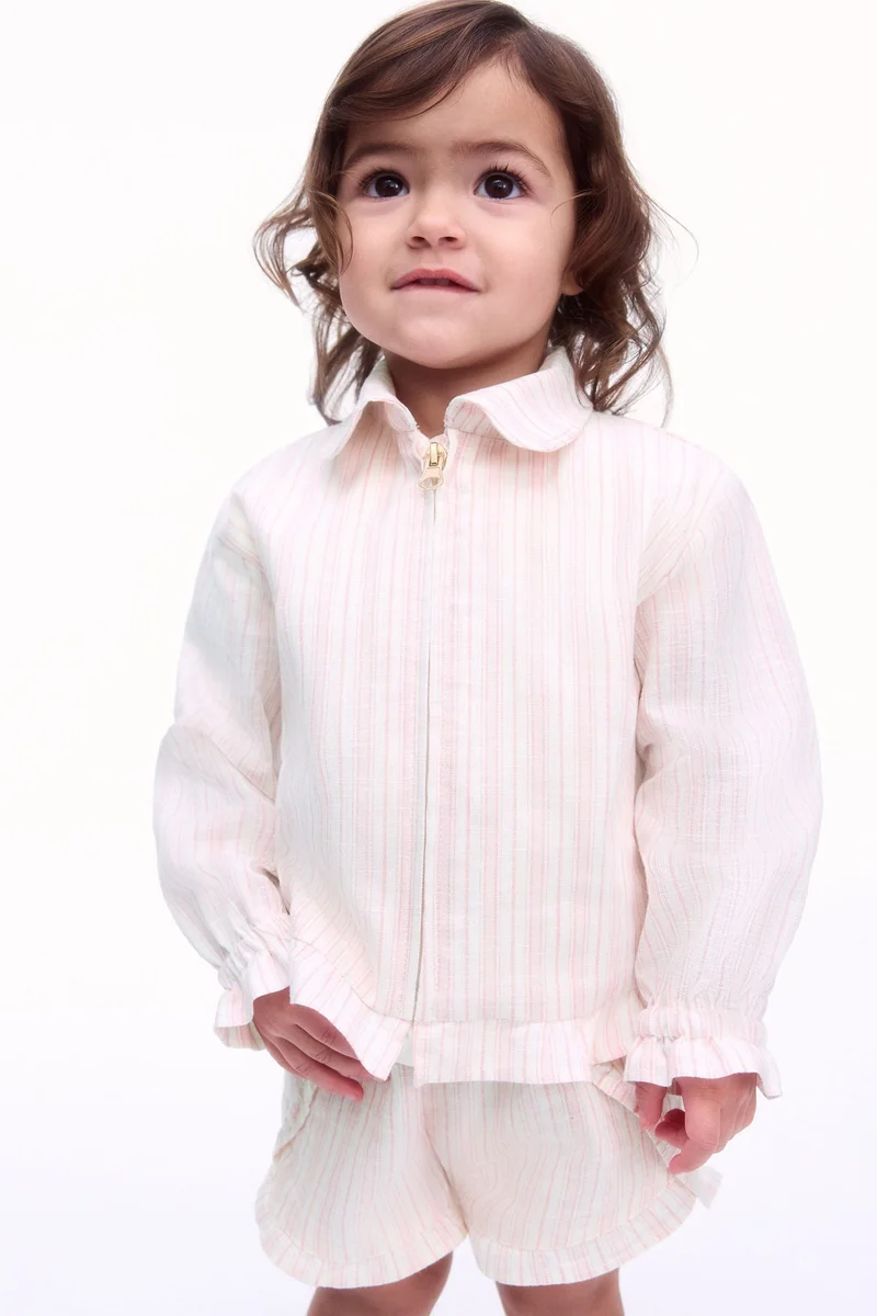 H&M Frilled linen-blend overshirt