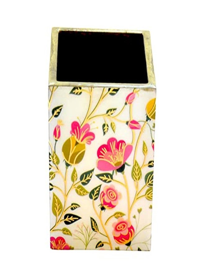 Tranquil Square Handcrafted Premium Finish Pistacio Flowers One Rack Dinning Essentials Cutlery Stand - Image 4