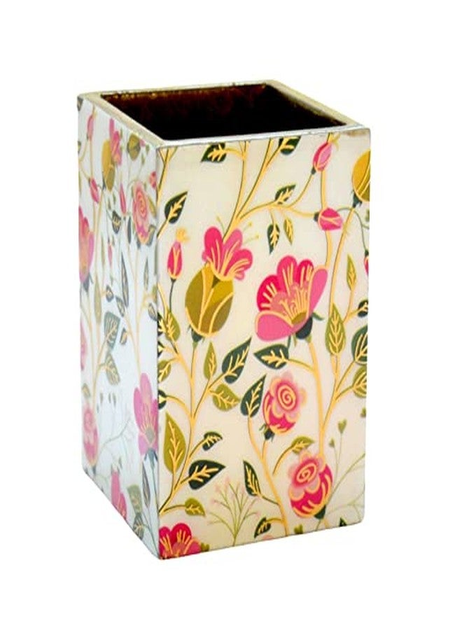 Tranquil Square Handcrafted Premium Finish Pistacio Flowers One Rack Dinning Essentials Cutlery Stand - Image 3