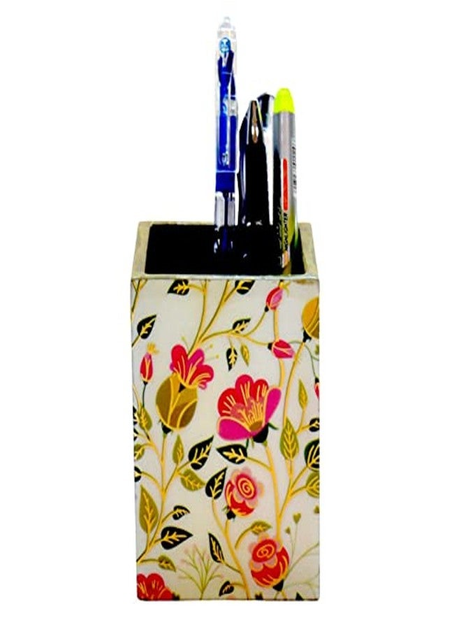 Tranquil Square Handcrafted Premium Finish Pistacio Flowers One Rack Dinning Essentials Cutlery Stand - Image 2