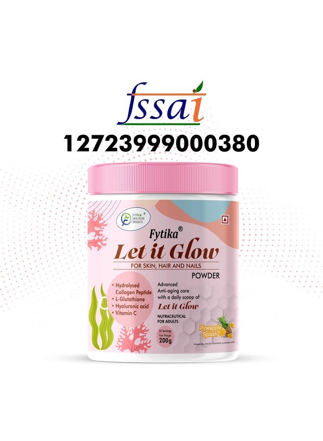 FYTIKA فيتيكا دعها تتألق - 200 جرام (أناناس، عبوة من 1) مسحوق مكمل الكولاجين البحري للرجال والنساء | L- جلوتاثيون، فيتامين C، مستخلص سيزبانيا أغاتي | يعزز صحة البشرة والشعر والأظافر - Image 2