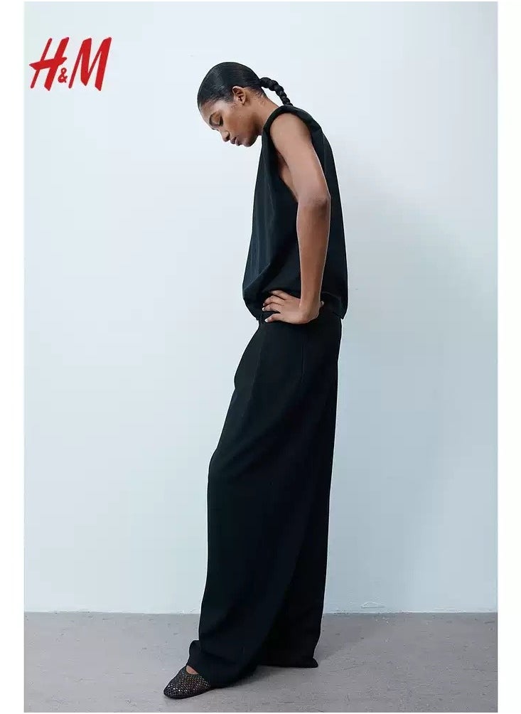 H and M - HM Casual Straight Satin Wide Leg Pants And Trousers - Image 1