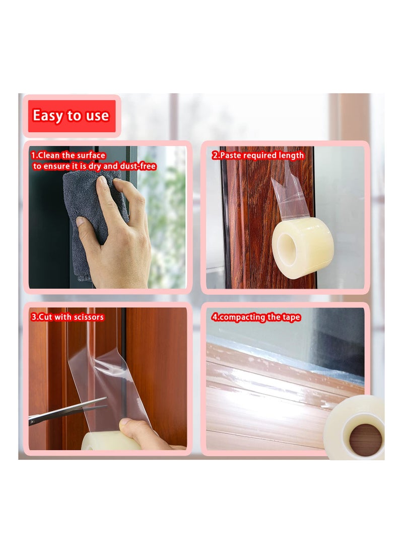SYOSI Transparent Window Weather Sealing Tape Insulation Film Windshield Adhesive Air Leakage Gap Device Joint No Residue Clear 2Inch x 23Yards  - Image 4