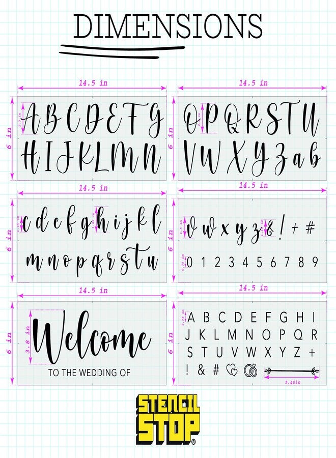 Stencil Stop Wedding Stencils Set of 6 - Reusable Stencils for Painting on Wood, Walls, Fabric & Rocks - Durable 14 Mil Mylar Plastic for DIY Crafts & Wedding Decor Projects - Image 2