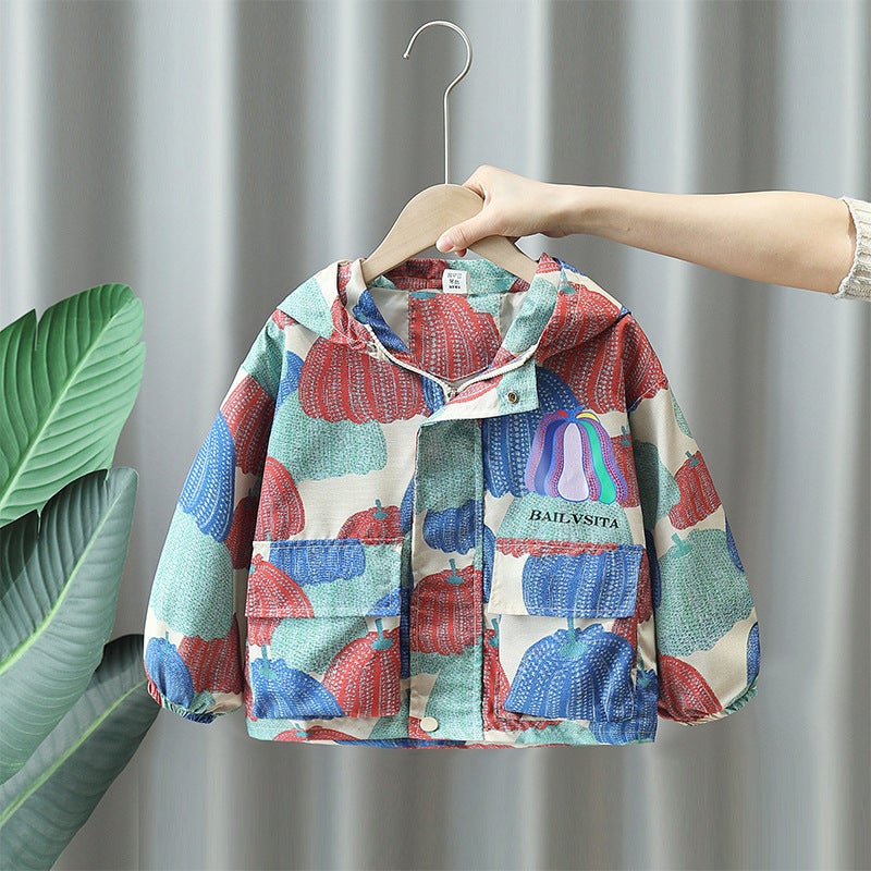 6043 Boys' Hooded Jacket Children'S Spring Clothing Top For Young Children Trendy And Eye-Catching - Image 1