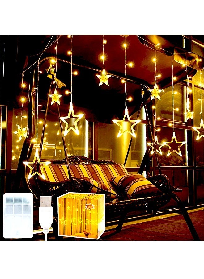 Yoawllty - Ramadan Decorations Lights, Ramadan Lights, Ramadan Fairy String LED Lights, Windows Curtain Lights for Home Inside Outside Decoration(Warm White) - Image 1
