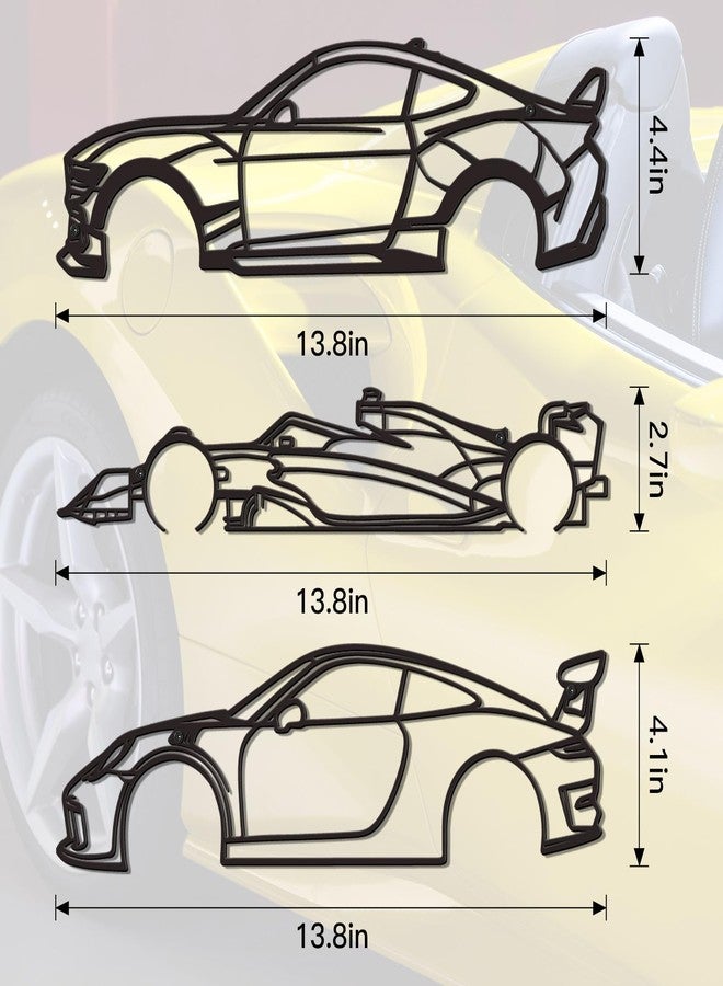 KOYILTD Race Car Metal Wall Art, Racing Silhouette Wall Hanging, Modern Car Wall Decor for Living Room, Garage, Man Cave, Teen Room, Metal Wall Art for Car Themed Home Decoration (Abundant) - Image 3