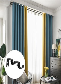 Generic Double Curtain Rod Brackets, 2pcs Heavy Duty Curtain Rod Holders Wall Metal Curtain Rod Bracket Wall Mounted Curtain Rod Bracket Holder with Screws Double Rod Bracket for Curtain  - Image 4